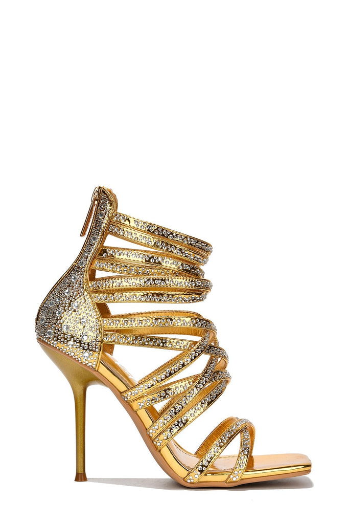 Venezia Rhineston Crusted Heels - Gold