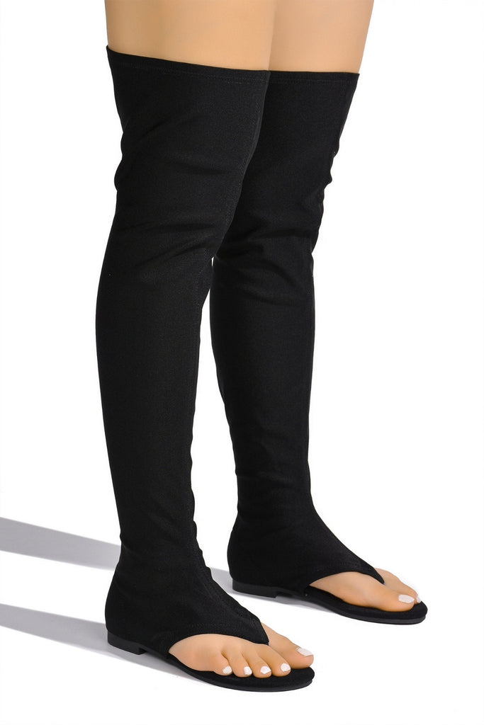 Vijaya Thigh High Sandals - Black