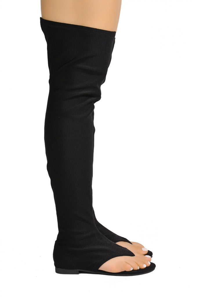 Vijaya Thigh High Sandals - Black