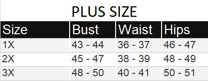 Capell Plus Size chart