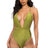 olive Low V-Neck One Piece Swimsuit