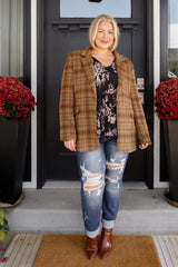 Classic Brown Plaid Blazer