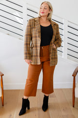 plus size Classic Brown Plaid Blazer
