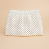 Evening Clutch Cream Pearl Woven Handmade Flap Bag