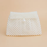 Evening Clutch Cream Pearl Woven Handmade Flap Bag