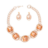 Crystal Necklace Rose Gold Linked Set for Women