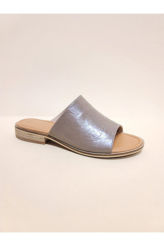 Faux Leather Slide Sandals