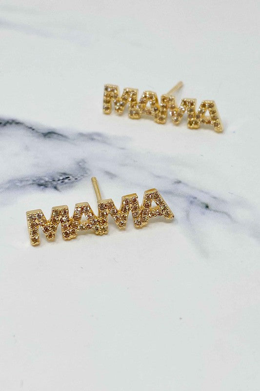 MAMA Gold Stud Earrings