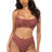 model wearing Brown Ruched Top High Waisted Bikini 