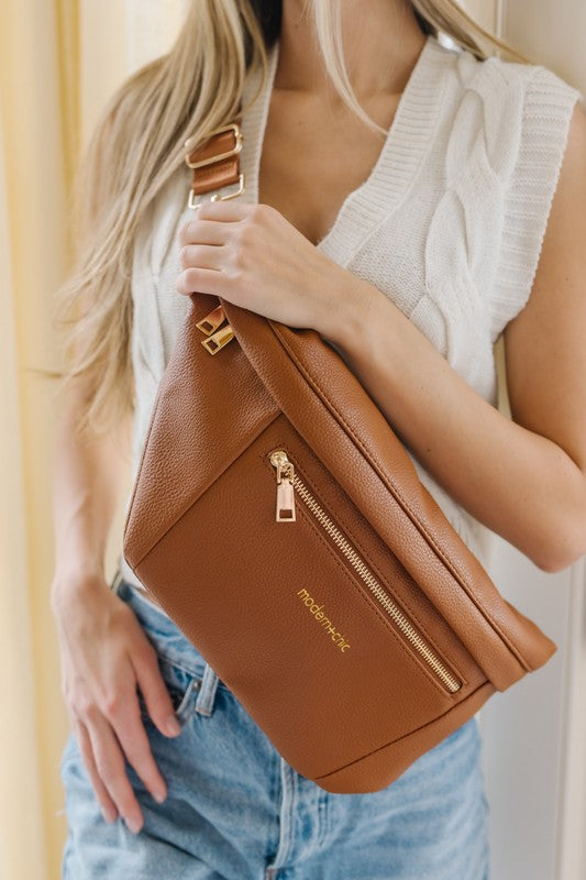 Modern + Chic Presley Oversized Sling Bag camel