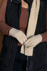 Jane Frost Beanie, Glove & Scarf Set in Beige