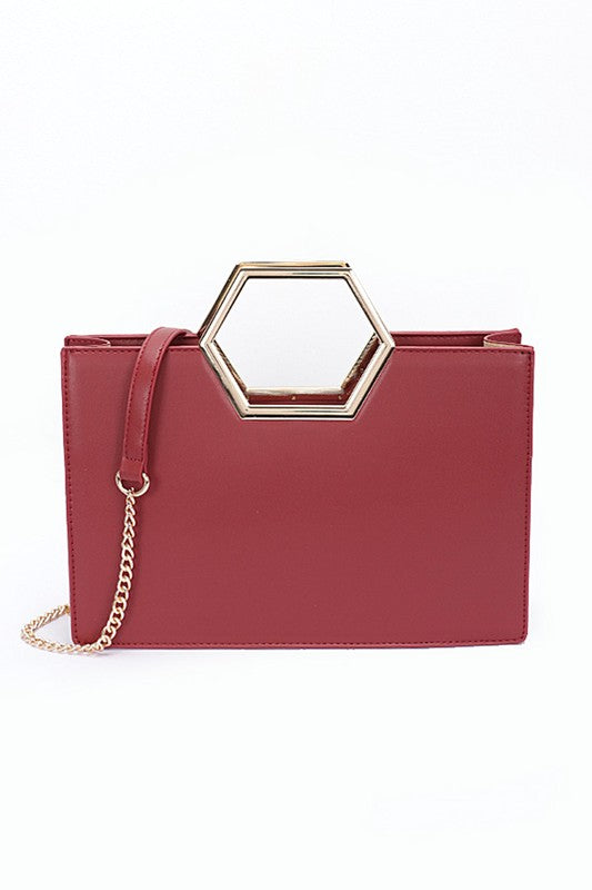 Burgundy Structured Top Handle Tote Bag