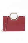 Burgundy Structured Top Handle Tote Bag