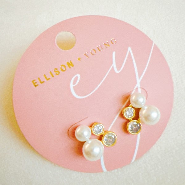 Sparkly Pearl Stud Earrings