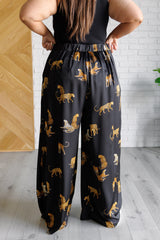 Royal Leopard Satin Wide Leg Pants