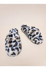 Fuzzy Leopard Slide Slippers - Tan