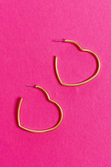 Matte Gold Heart Earrings