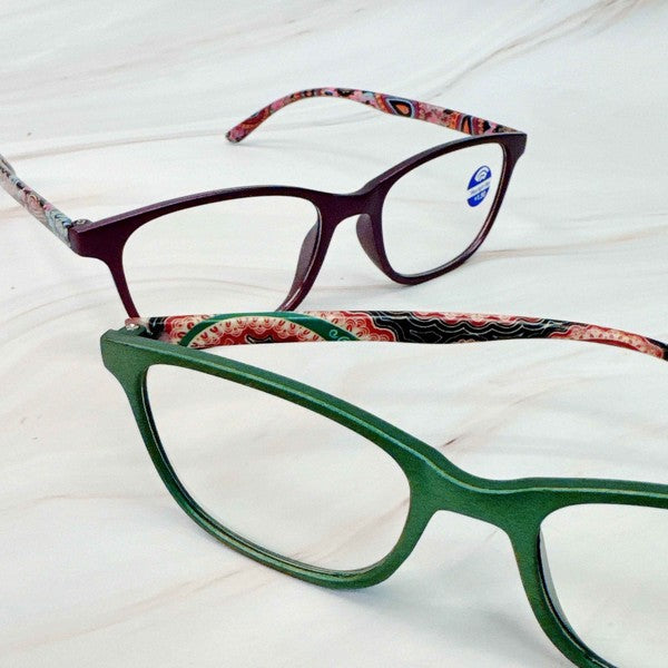 Paisley In Color Blue Light Reading Glasses close up