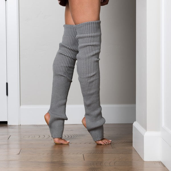 grey Long Stirrup Leg Warmers