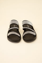 Black Dazzling Rhinestone Strap Sandals