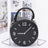 black faux leather clock novelty handbag