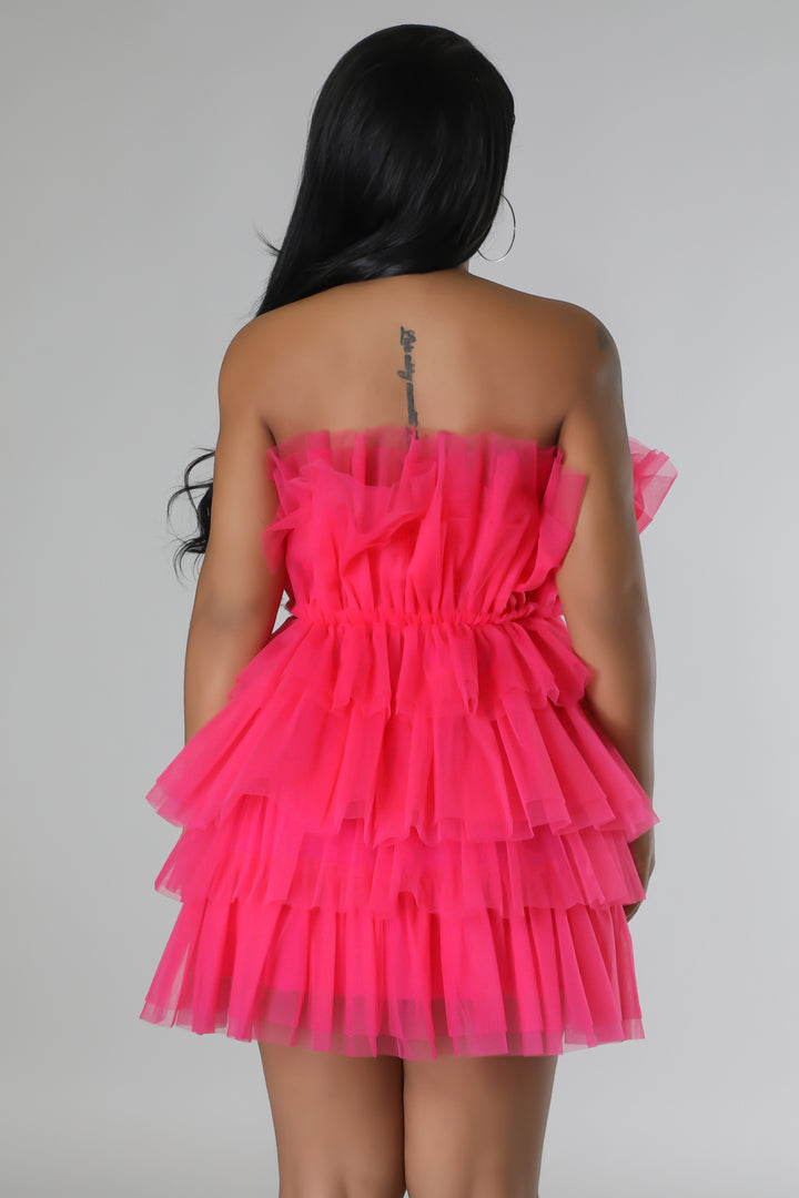 Fuchsia Ruffle Mini Dress