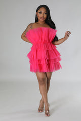 Fuchsia Ruffle Mini Dress