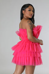 Fuchsia Ruffle Mini Dress