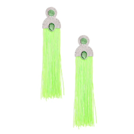 Tassel Green Long Vintage Glam Earrings for Women