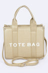 gold Small Faux Leather Tote Bag