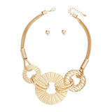 Necklace Gold Textured Metal Rings Set for Women