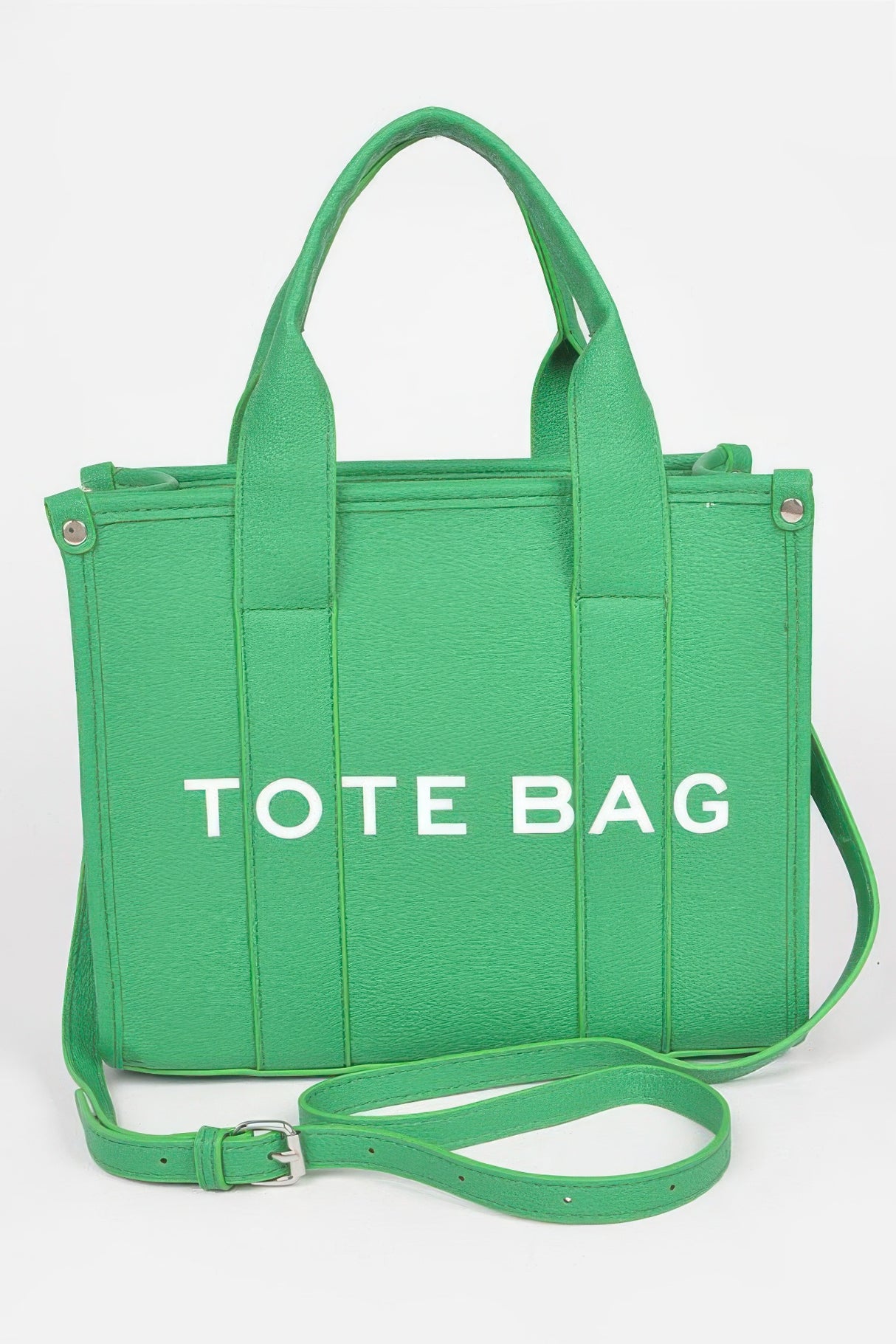 green Small Faux Leather Tote Bag