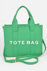 green Small Faux Leather Tote Bag