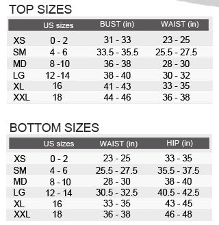 Hera Collection size chart