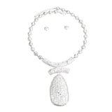 Pendant Necklace Bead Silver Teardrop Set Women