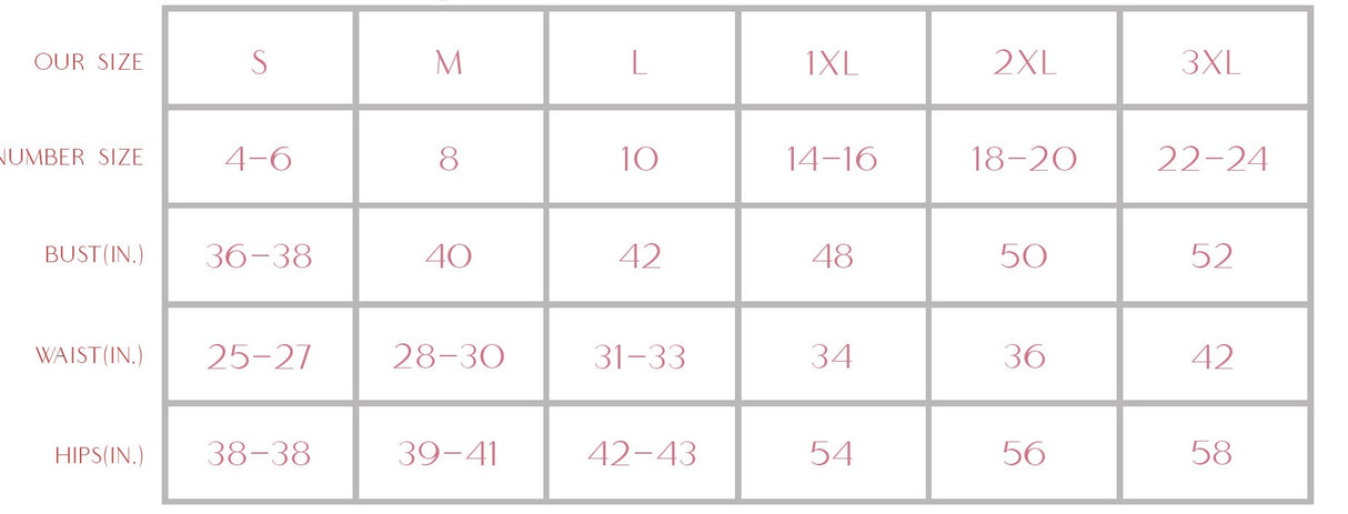 Jodifl size chart