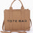 khaki Small Faux Leather Tote Bag