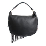 Purse Black Diagonal Fringe Hobo Bag for Women