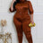 Mocha Plus Size Satin High-Waisted Pant Set