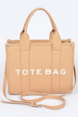 nude Small Faux Leather Tote Bag