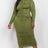 olive Plus Size Long Sleeve Ruched Midi Dress