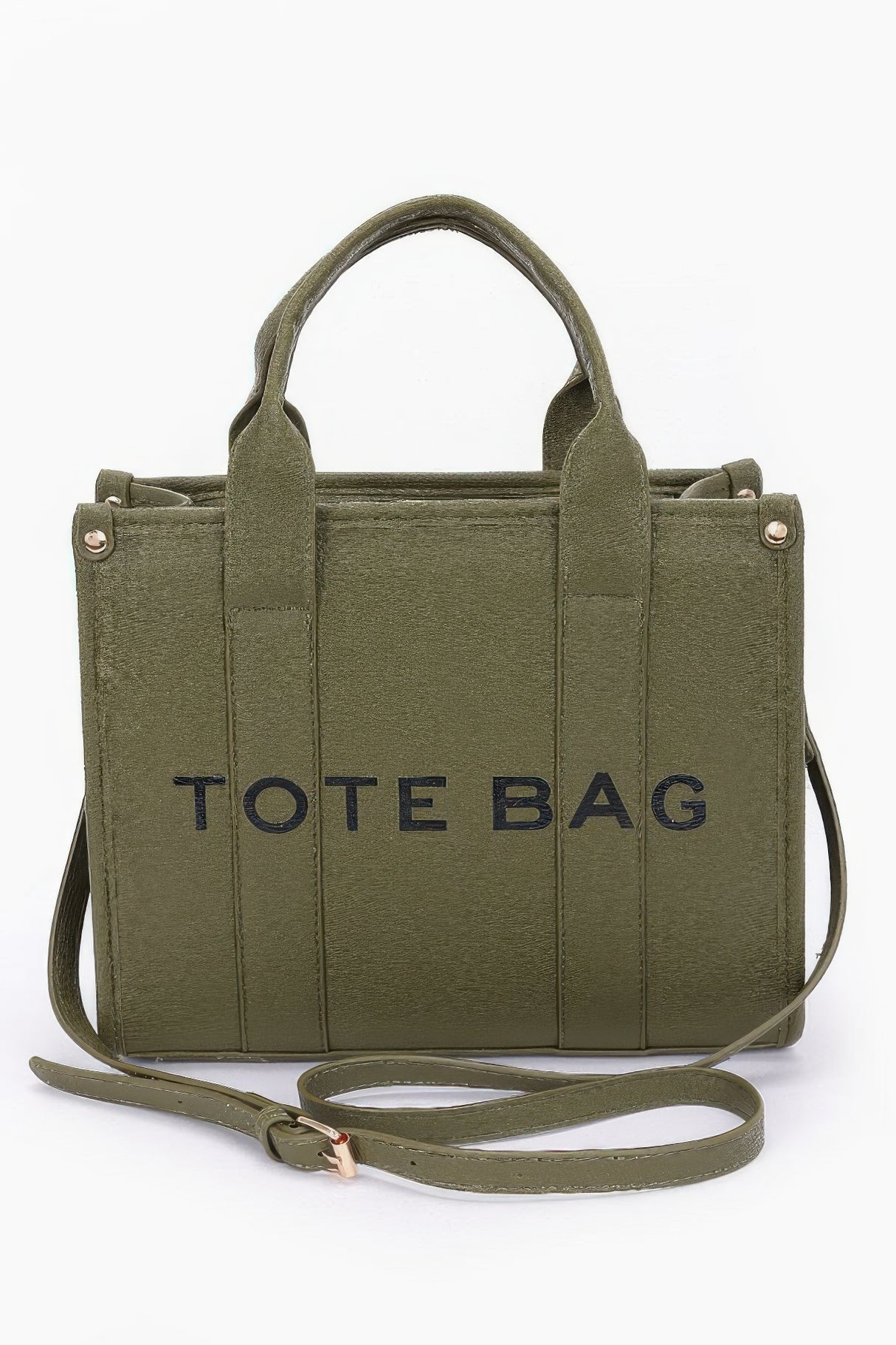 olive Small Faux Leather Tote Bag