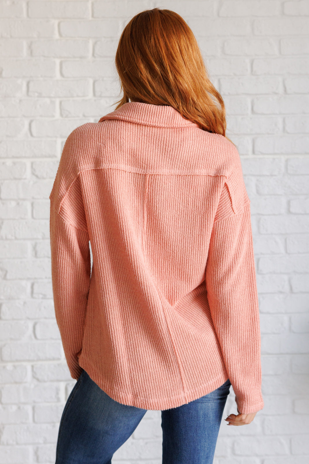 Peachy Keen Ribbed Knit Pullover back