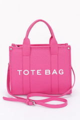 pink Small Faux Leather Tote Bag