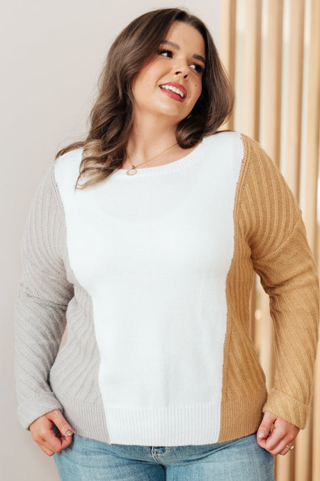 Asymmetrical Hem Color Block Sweater
