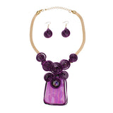 Necklace Vibrant Purple Striped Pendant Set Women