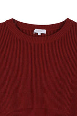 red ribbed knit top collar