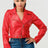 Red Zipped Up Faux Leather Jacket