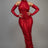 Red Metallic Ruched Maxi Dress with keyhole sleeves