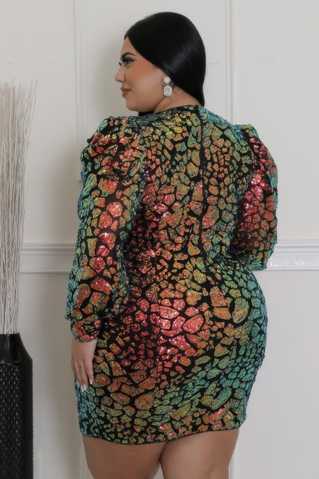 Plus Size Multi Color Sequin Mini Dress side